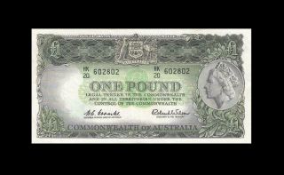 1961 Australia Qeii 1 Pound " Rba " Note Coombs ( (ef))