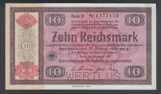Germany 10 Reichsmark 1934 Au P.  208s Banknote,  Uncirculated