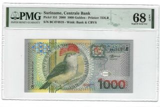 P - 151 2000 1000 Gulden,  Suriname Centrale Bank,  Pmg 68epq Gem,