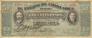 México / Chihuahua 50 Pesos 10.  21914 M928 Series F Circulated Banknote Anglb