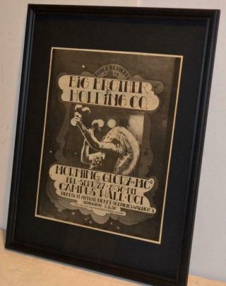 Janis Joplin 1968 Big Brother Holding Company Rare College Hall Concert Ad