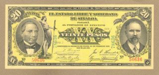 Mexico: 20 Pesos Banknote,  (unc),  P - S1046,  1915,