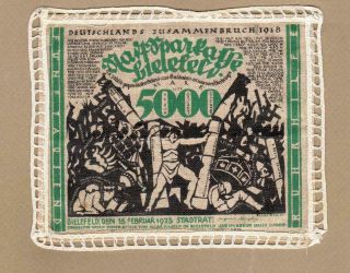 Germany - Bielefelder: 5000 Mark Banknote,  (xf),  Grab Ni.  68c,  15.  02.  1923