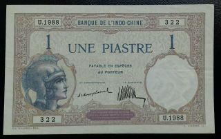 Banknote.  Indochine.  1 Piastre 1921 - 26 Pick 48a Sig 6