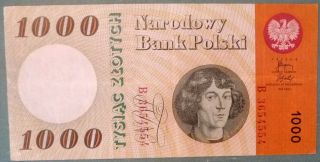 Poland 1000 Zlotych Note,  Issued 29.  10.  1965,  P 141,  Copernicus