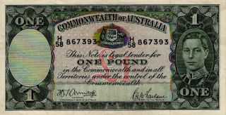 Australia 1 Pound Issued 1942 Signed Armitage & Mcfarlane P26b Avf To Vf