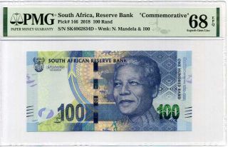 South Africa 100 Rands 2018 Comm.  P 146 Gem Unc Pmg 68 Epq Top