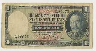 1935 Government Of Straits Settlements (singapore) 1 Dollar Priced Right