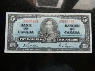1937 Bank Of Canada $5 Five Dollars Gordon Towers Bc - 23b J/c 5585965