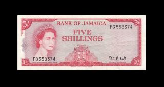 1960 British Colony Jamaica 5 Shillings Qeii 5/ - ( (ef))