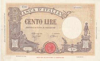 100 Lire Very Fine Crispy Banknote From Italy 1944 Pick - 67a