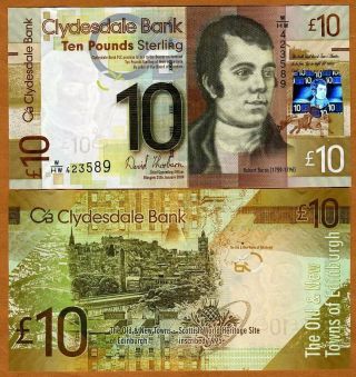 Scotland,  Clydesdale Bank,  10 Pounds,  2009,  Pick 229j,  Unc