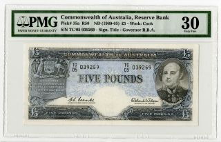 Australia.  Commonwealth Of.  Nd (1960 - 65) 5 Pounds P - 35a R50 Pmg Vf 30