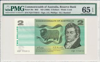 Reserve Bank Commonwealth Of Australia $2 Nd (1968) Pmg 65epq