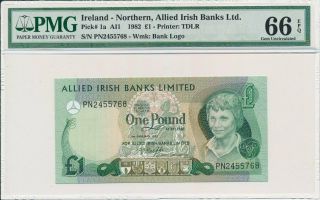 Allied Irish Bank Ltd.  Ireland - Northern 1 Pound 1982 Pmg 66epq