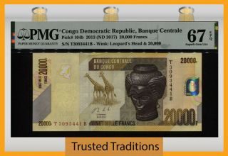 Tt Pk 104b 2013 (nd 2017) Congo Dem Rep 20000 Francs Pmg 67q Gem 2 Of 2