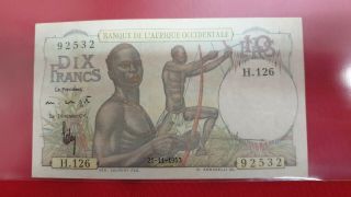 Afrique Occidentale Billet De 10 Francs 1953 - Ref53380