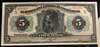 Mexico 5 Pesos Gem El Banco Del Estado De Chihuahua - Miner Vignette S132a