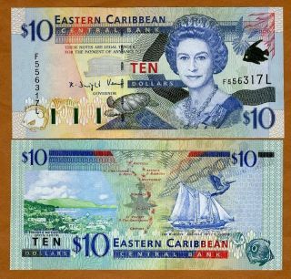 Eastern East Caribbean $10 (2000) St.  Lucia,  P - 38l Unc