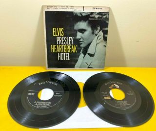 Elvis Presley 45 Heartbreak Hotel No Dog Vg,  Ep 2 Records 1956 Rca Epa821 Ps Vg