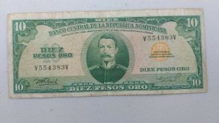 Dominican Republic Banknote 10 Pesos Oro 1976 Liberty Head Circulated V554383v