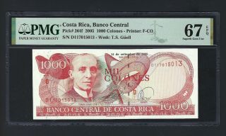 Costa Rica 1000 Colones 14 - 9 - 2005 P264f Uncirculated Grade 67