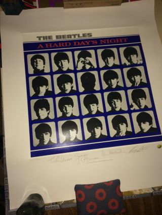 The Beatles " A Hard Days Night " Apple Lithograph Art Print Special