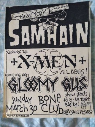 Vintage Punk Flyer 1986 Samhain X - Men Gloomy Gus Bone Club