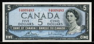 1954 $5 Dollars Bouey/rasminsky Rare Prefix S/x Gem Unc