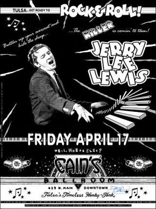 Jerry Lee Lewis 1998 Signed Tulsa Cain 