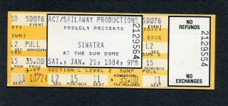 1984 Frank Sinatra Concert Ticket Sun Dome Tampa Florida