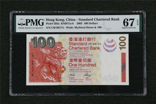 2003 Hong Kong China - Standard Chartered Bank 100 Dollars Pick 293a Pmg 67epq Unc