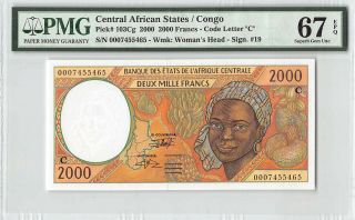 Central African States /congo 2000 P - 103cg Pmg Gem Unc 67 Epq 2000 Francs