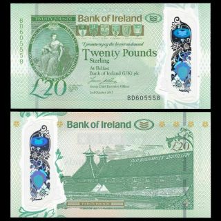 Northern Ireland 20 Pounds,  2017 (2019),  P -,  Polymer,  Bank Of Ireland,  Unc