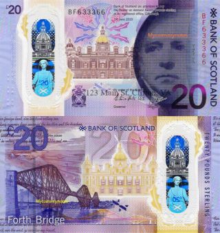 Royal Bank Of Scotland,  £20 Pounds,  2020,  P -,  Polymer,  Design,  Unc