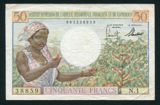 French Equatorial Africa 50 Francs 1957 Woman Picking Coffee Beans P31 Vf/xf