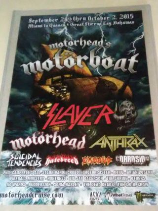 Motorhead Motorboat Cruise Poster Slayer Anthrax Suicidal Tendencies