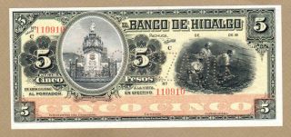 Mexico: 5 Pesos Banknote,  (unc),  P - S305d,  1914,