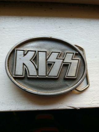 Kiss Army Belt Buckle Oval Logo Vintage Made In Usa