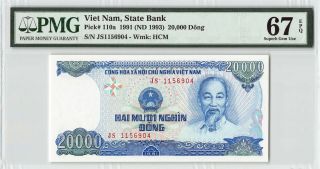 Vietnam 1991 (nd 1993) P - 110a Pmg Gem Unc 67 Epq 20,  000 Dong