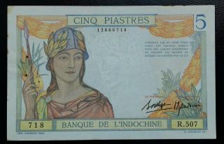 Banknote.  Indochine.  5 Piastres 1936 Pick 55b