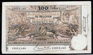 100 Francs From Belgium 1920 Crispy Fine/vf