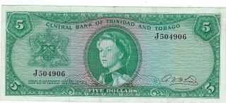 Trinidad & Tobago P - 27b 5 Dollars L.  1964 F - Vf