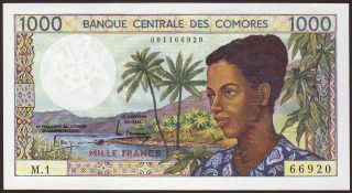 Comoros Islands 1000 Francs Nd (1986) Unc