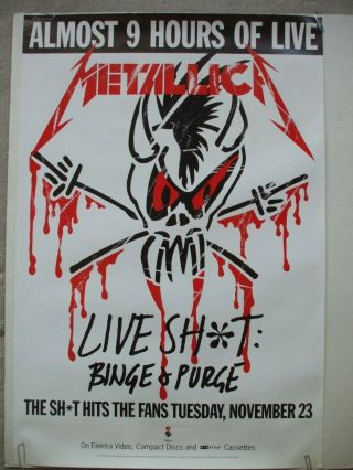 Metallica Almost 9 Hours Of Music Promo Poster For 1993 