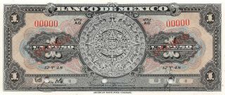 México 1 Peso 12.  5.  1948 P 38d Series Ag Specimen Uncirculated Banknote A