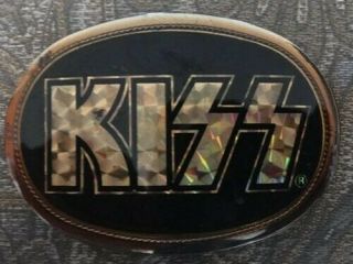 Vintage 1977 Kiss Pacifica Prism Belt Buckle.  Black/gold Prism