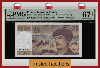 Tt Pk 151a 1980 - 86 France Banque De France 20 Francs C.  Debussy Pmg 67q