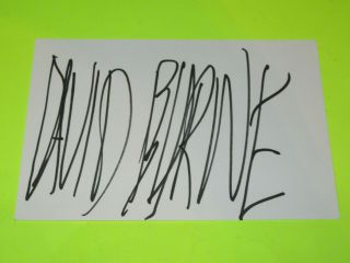 Signed Autographed David Byrne Talking Heads 4 X 6 Index Card