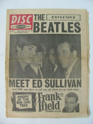 The Beatles U.  K.  Disc Newspaper April 25,  1964 Ed Sullivan